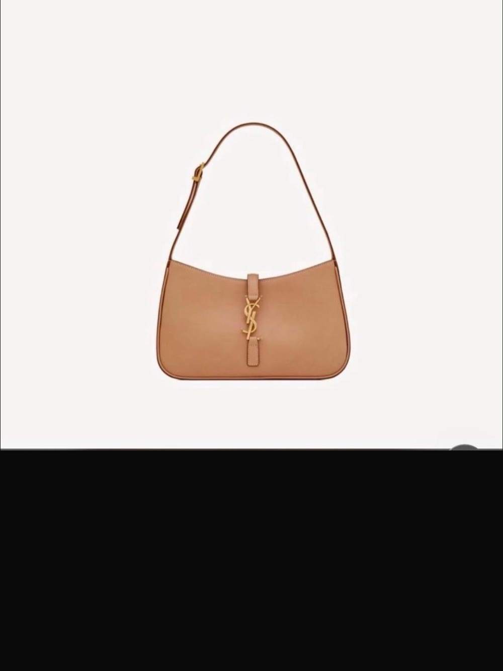 Saint Laurent Camel Leather Shoulder Bag with Gold Logo